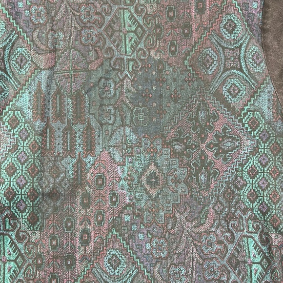 Vintage Circle T Western Cowgirl Button Black and Teal Patterned Tie Front Shirt - Picture 14 of 14